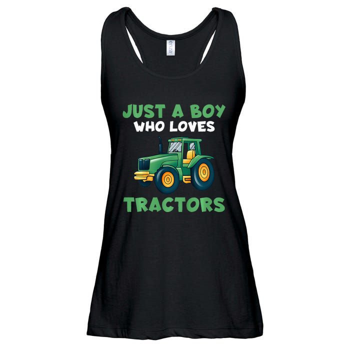 Farm Lifestyle Just A Boy Who Loves Tractors Ladies Essential Flowy Tank