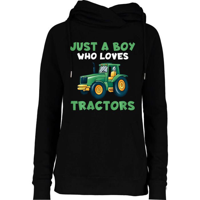 Farm Lifestyle Just A Boy Who Loves Tractors Womens Funnel Neck Pullover Hood