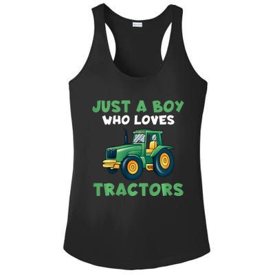 Farm Lifestyle Just A Boy Who Loves Tractors Ladies PosiCharge Competitor Racerback Tank