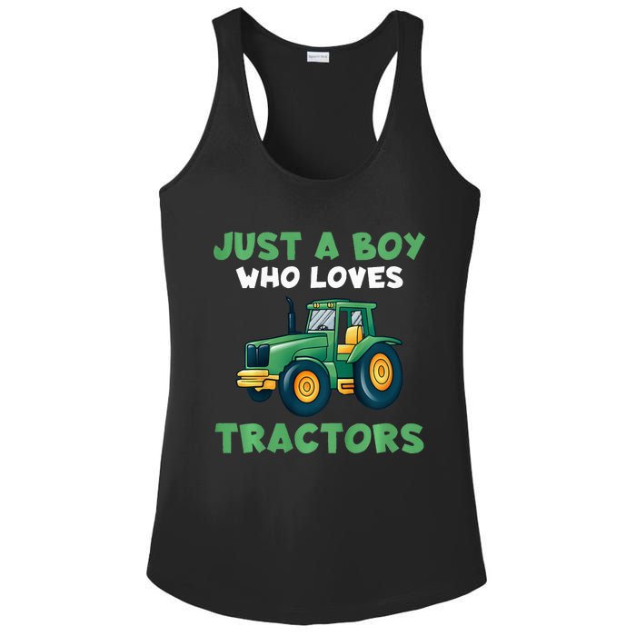 Farm Lifestyle Just A Boy Who Loves Tractors Ladies PosiCharge Competitor Racerback Tank