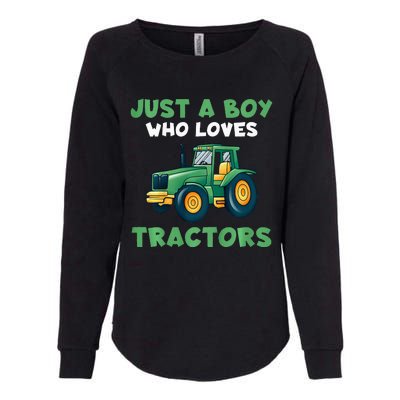 Farm Lifestyle Just A Boy Who Loves Tractors Womens California Wash Sweatshirt