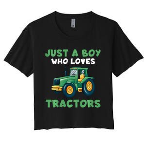 Farm Lifestyle Just A Boy Who Loves Tractors Women's Crop Top Tee