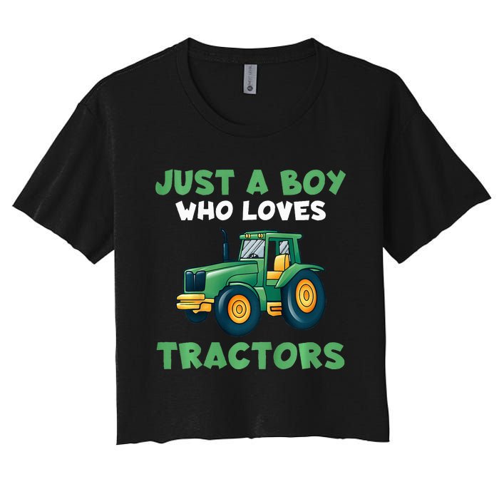 Farm Lifestyle Just A Boy Who Loves Tractors Women's Crop Top Tee