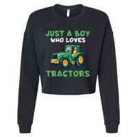 Farm Lifestyle Just A Boy Who Loves Tractors Cropped Pullover Crew