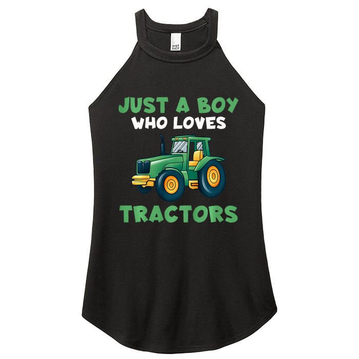 Farm Lifestyle Just A Boy Who Loves Tractors Women's Perfect Tri Rocker Tank