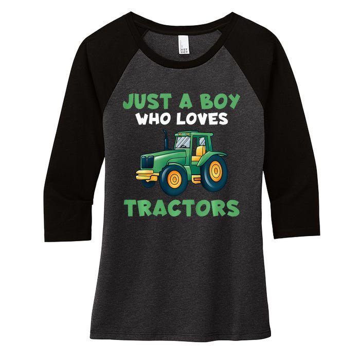 Farm Lifestyle Just A Boy Who Loves Tractors Women's Tri-Blend 3/4-Sleeve Raglan Shirt