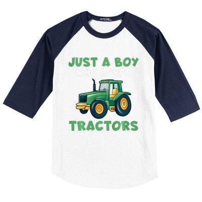 Farm Lifestyle Just A Boy Who Loves Tractors Baseball Sleeve Shirt