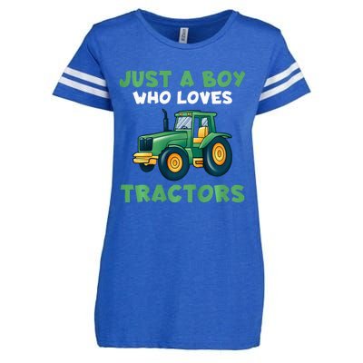 Farm Lifestyle Just A Boy Who Loves Tractors Enza Ladies Jersey Football T-Shirt