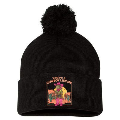 Youre A Cowboy Like Me Funny Frog Hat Cowgirl Pom Pom 12in Knit Beanie