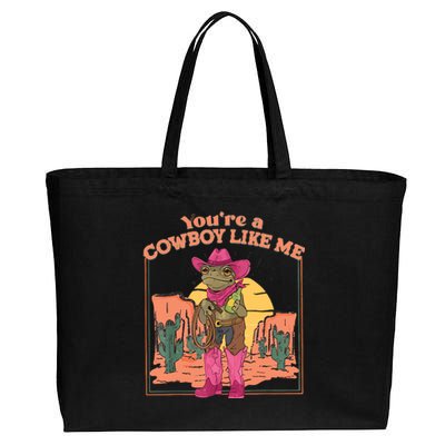 Youre A Cowboy Like Me Funny Frog Hat Cowgirl Cotton Canvas Jumbo Tote