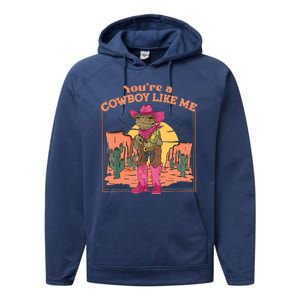 Youre A Cowboy Like Me Funny Frog Hat Cowgirl Performance Fleece Hoodie