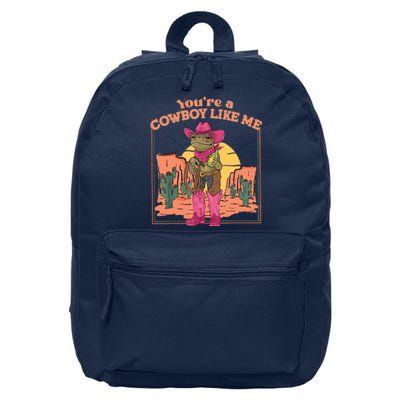 Youre A Cowboy Like Me Funny Frog Hat Cowgirl 16 in Basic Backpack