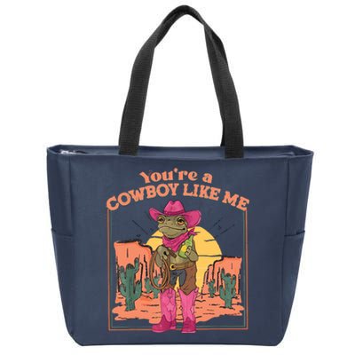 Youre A Cowboy Like Me Funny Frog Hat Cowgirl Zip Tote Bag