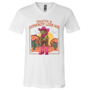 Youre A Cowboy Like Me Funny Frog Hat Cowgirl V-Neck T-Shirt