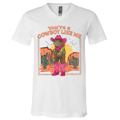 Youre A Cowboy Like Me Funny Frog Hat Cowgirl V-Neck T-Shirt