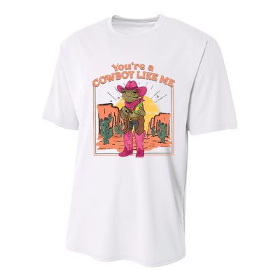 Youre A Cowboy Like Me Funny Frog Hat Cowgirl Youth Performance Sprint T-Shirt