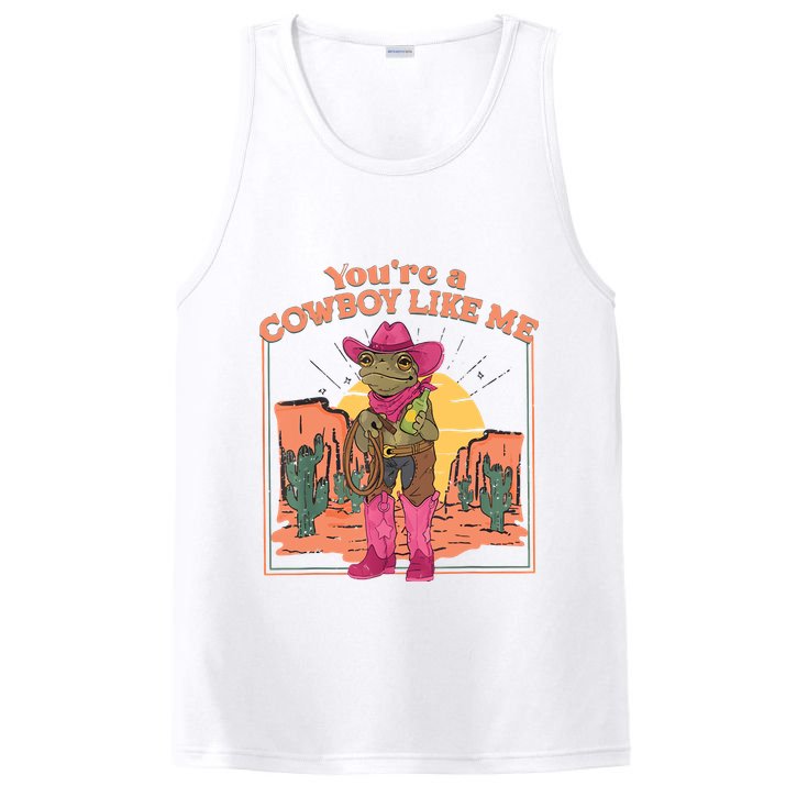 Youre A Cowboy Like Me Funny Frog Hat Cowgirl PosiCharge Competitor Tank