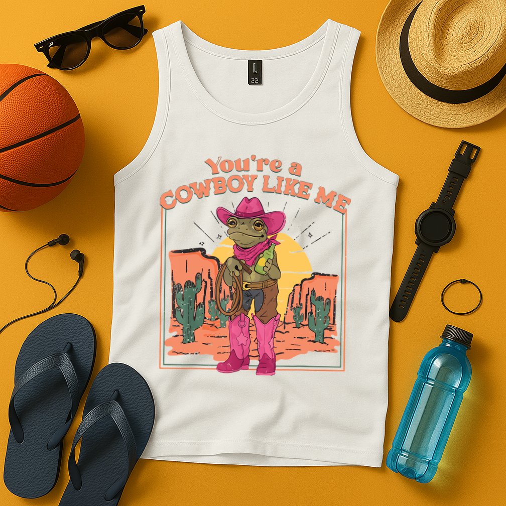 Youre A Cowboy Like Me Funny Frog Hat Cowgirl Tank Top