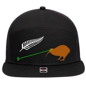 Funny Laser Kiwi Flag New Zealand Popular Choice 7 Panel Mesh Trucker Snapback Hat