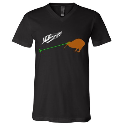 Funny Laser Kiwi Flag New Zealand Popular Choice V-Neck T-Shirt