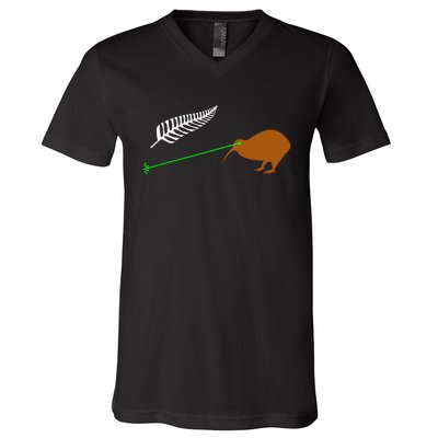 Funny Laser Kiwi Flag New Zealand Popular Choice V-Neck T-Shirt