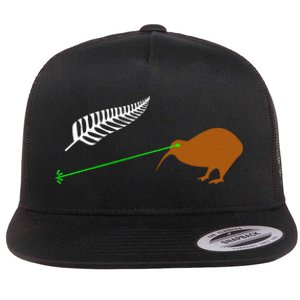 Funny Laser Kiwi Flag New Zealand Popular Choice Flat Bill Trucker Hat