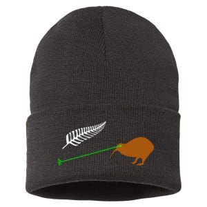 Funny Laser Kiwi Flag New Zealand Popular Choice Sustainable Knit Beanie