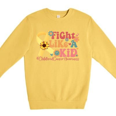 Fight Like Kids For Childhood Cancer Awareness Premium Crewneck Sweatshirt