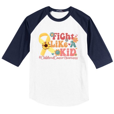 Fight Like Kids For Childhood Cancer Awareness Baseball Sleeve Shirt