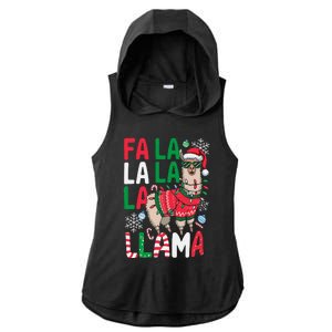 Fa La La Llama Funny Llama Christmas Animal Lover Women Ladies PosiCharge Tri-Blend Wicking Draft Hoodie Tank