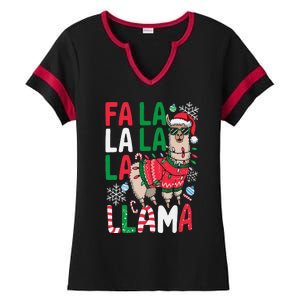 Fa La La Llama Funny Llama Christmas Animal Lover Women Ladies Halftime Notch Neck Tee