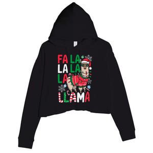 Fa La La Llama Funny Llama Christmas Animal Lover Women Crop Fleece Hoodie