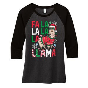 Fa La La Llama Funny Llama Christmas Animal Lover Women Women's Tri-Blend 3/4-Sleeve Raglan Shirt