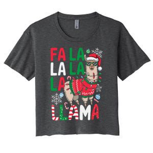 Fa La La Llama Funny Llama Christmas Animal Lover Women Women's Crop Top Tee