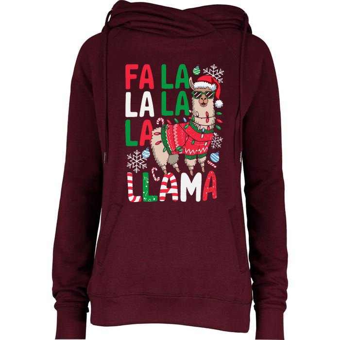 Fa La La Llama Funny Llama Christmas Animal Lover Women Womens Funnel Neck Pullover Hood