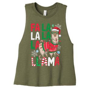 Fa La La Llama Funny Llama Christmas Animal Lover Women Women's Racerback Cropped Tank