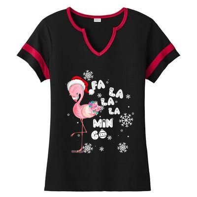 Fa La La La Mingo Flamingo For Christmas Xmas Flamingo Lover Funny Gift Ladies Halftime Notch Neck Tee