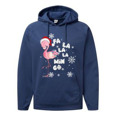 Fa La La La Mingo Flamingo For Christmas Xmas Flamingo Lover Funny Gift Performance Fleece Hoodie