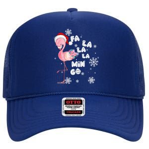 Fa La La La Mingo Flamingo For Christmas Xmas Flamingo Lover Funny Gift High Crown Mesh Back Trucker Hat