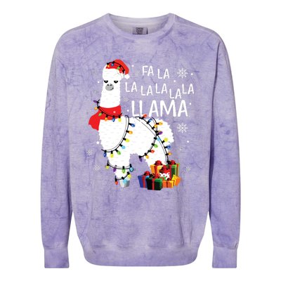 Fa La La Llama Funny Christmas Christmas Lllama Lover Colorblast Crewneck Sweatshirt