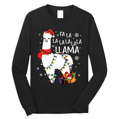 Fa La La Llama Funny Christmas Christmas Lllama Lover Long Sleeve Shirt