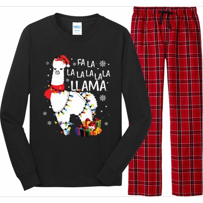 Fa La La Llama Funny Christmas Christmas Lllama Lover Long Sleeve Pajama Set