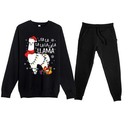 Fa La La Llama Funny Christmas Christmas Lllama Lover Premium Crewneck Sweatsuit Set