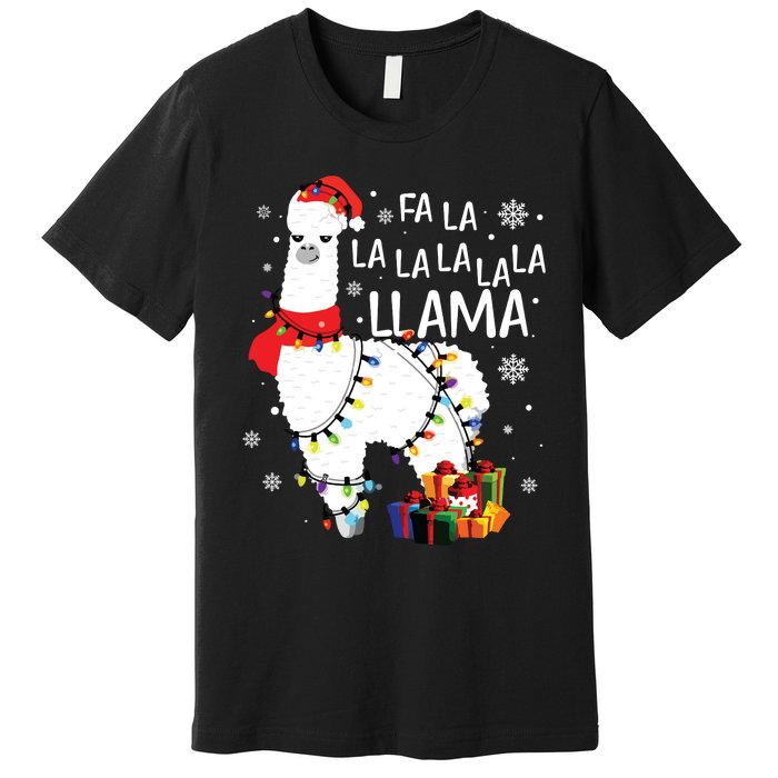 Fa La La Llama Funny Christmas Christmas Lllama Lover Premium T-Shirt