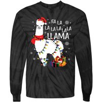 Fa La La Llama Funny Christmas Christmas Lllama Lover Tie-Dye Long Sleeve Shirt