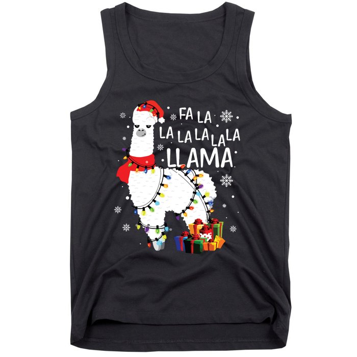 Fa La La Llama Funny Christmas Christmas Lllama Lover Tank Top