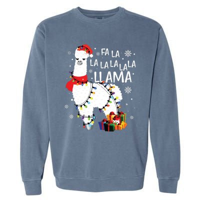 Fa La La Llama Funny Christmas Christmas Lllama Lover Garment-Dyed Sweatshirt