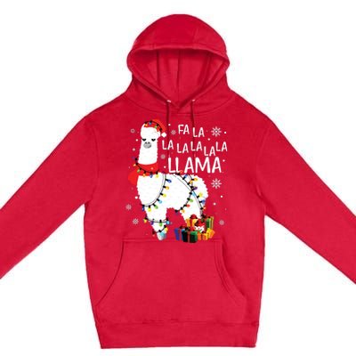 Fa La La Llama Funny Christmas Christmas Lllama Lover Premium Pullover Hoodie