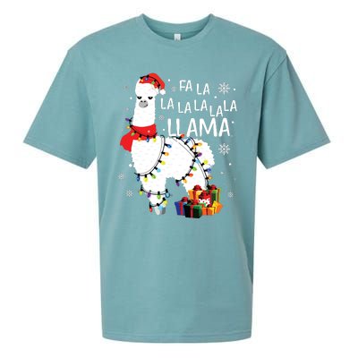 Fa La La Llama Funny Christmas Christmas Lllama Lover Sueded Cloud Jersey T-Shirt