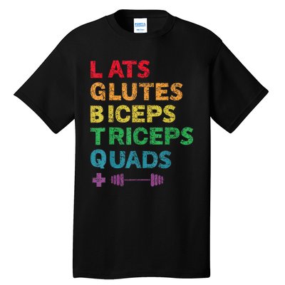 Funny Lgbtq Lats Glutes Biceps Triceps Quads Weightlifting Tall T-Shirt